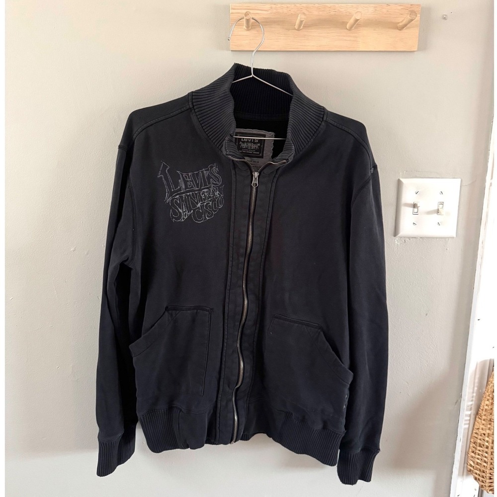 Vintage Y2k Levi's Hoodie Full Zip Embroidered Jacket Mens M Spell Out Skull